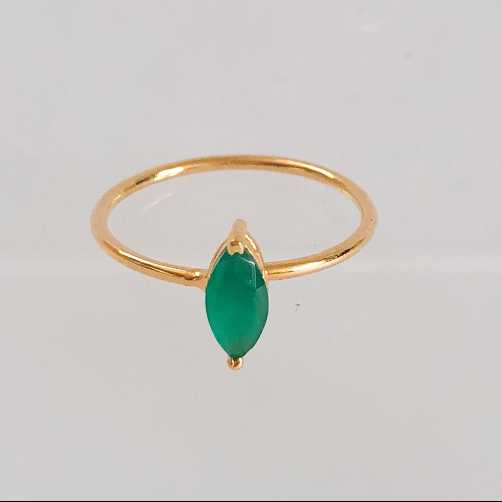 Gold Plated 925 Sterling Silver Emerald Ring